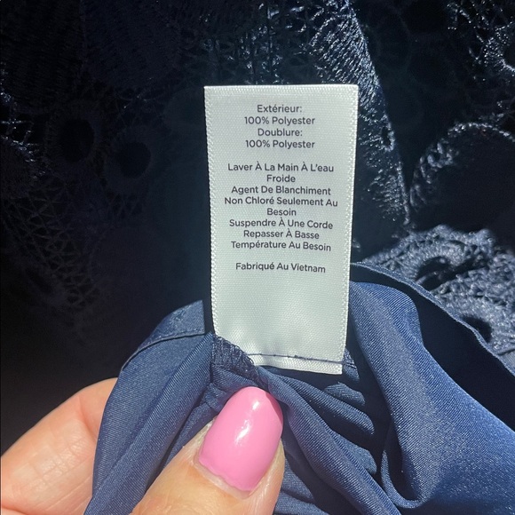 Talbots Navy Eyelet V-Neck A-Line Midi Dress - Picture 12 of 15